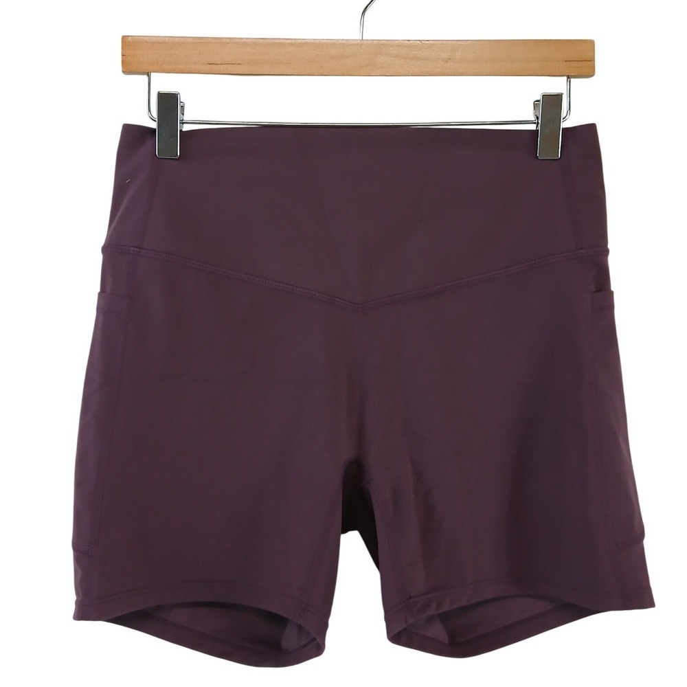 Halara Ultrasculpt Women Lg Plum High Waisted Biker Shorts 4in Inseam Pockets